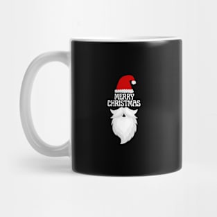 Merry Christmas (white beard and hat against black) Mug